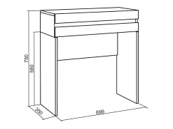 Skraut Home Mesa consola de entrada, 70x35x75cm, Com gaveta, Com Armazenamento,^ Consola