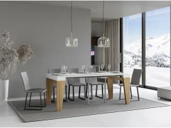 ITAMOBY Mesa consola extensível 90x40/300 cm Naxy Mix plano Cinza Branca - estrutura Carvalho Natural^ Consola
