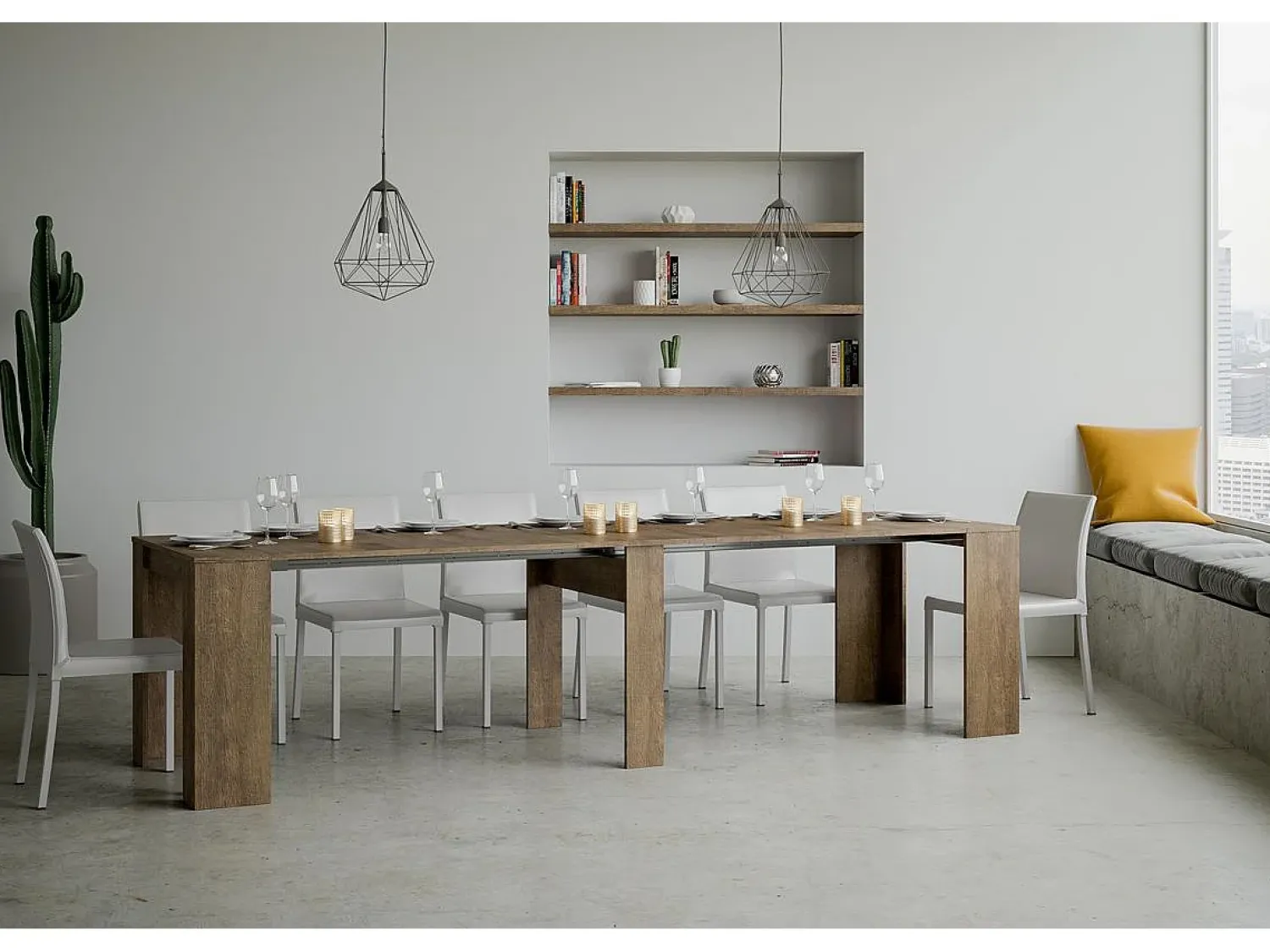 Consola|ITAMOBY Mesa consola extensível 90x48/308 cm Basic Nogueira Natural escuro