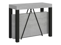 Consola|Ityhome Mesa consola extensível 90x40/196 cm Tiris Small cimento quadro antracite Cinzento