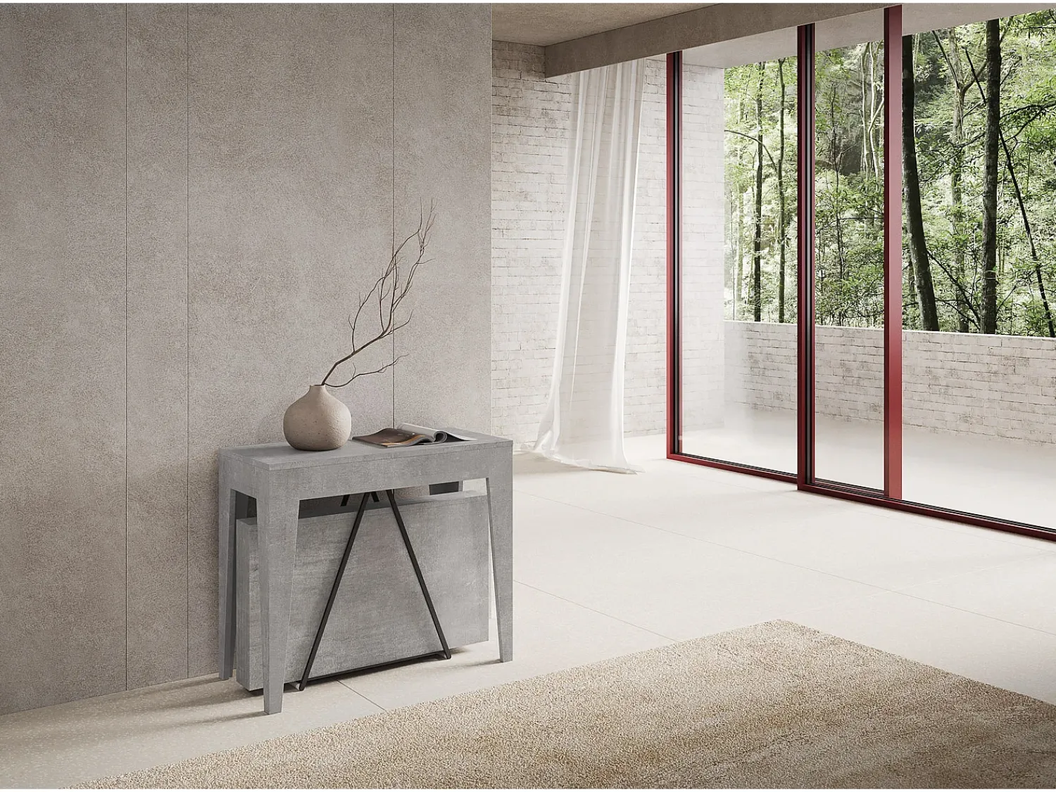 Discount Ityhome Mesa consola extensível 90x42/302 cm Zima cimento Cinzento