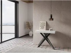 Consola*Ityhome Mesa consola extensível 90x40/300 cm Krack cinza branca pernas antracite Branco