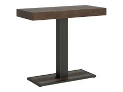 Consola|ITAMOBY Mesa consola extensível 90x40/196 cm Capital Small Nogueira quadro Antracite Natural escuro