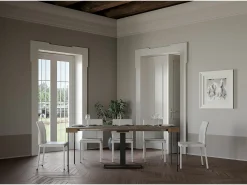 Consola|ITAMOBY Mesa consola extensível 90x40/196 cm Capital Small Nogueira quadro Antracite Natural escuro