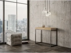 ITAMOBY Mesa consola extensível 90x40/196 cm Nordica Small Carvalho Natural quadro Antracite^ Consola