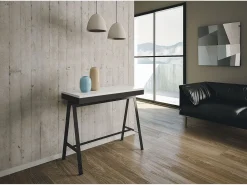 Hot ITAMOBY Mesa consola extensível 90x40/300 cm Banco Evolution Cinza Branca quadro Antracite Branco