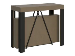 Consola*Ityhome Mesa consola extensível 90x40/300 cm Tarax tortora quadro antracite Castanho
