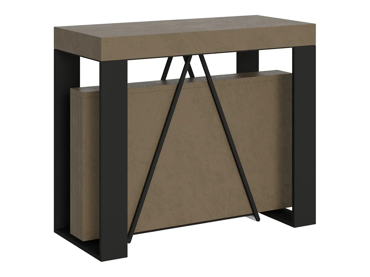 Outlet Ityhome Mesa consola extensível 90x40/196 cm Zamat Small tortora quadro antracite Castanho
