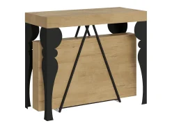 Consola|Ityhome Mesa consola extensível 90x40/196 cm Riza Small carvalho natural quadro antracite Castanho