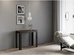 Consola*ITAMOBY Mesa consola extensível 90x40/196 cm Linea Evolution Small Nogueira quadro Antracite Natural escuro