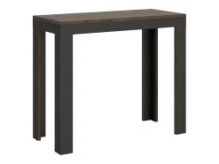 Consola*ITAMOBY Mesa consola extensível 90x40/196 cm Linea Evolution Small Nogueira quadro Antracite Natural escuro