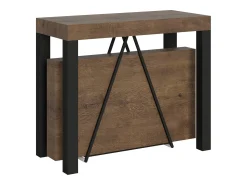 Ityhome Mesa consola extensível 90x40/300 cm Tiris nogueira quadro antracite^ Consola