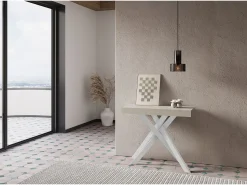 Consola*Ityhome Mesa consola extensível 90x40/300 cm Krack caxemira pernas brancas Cinzento