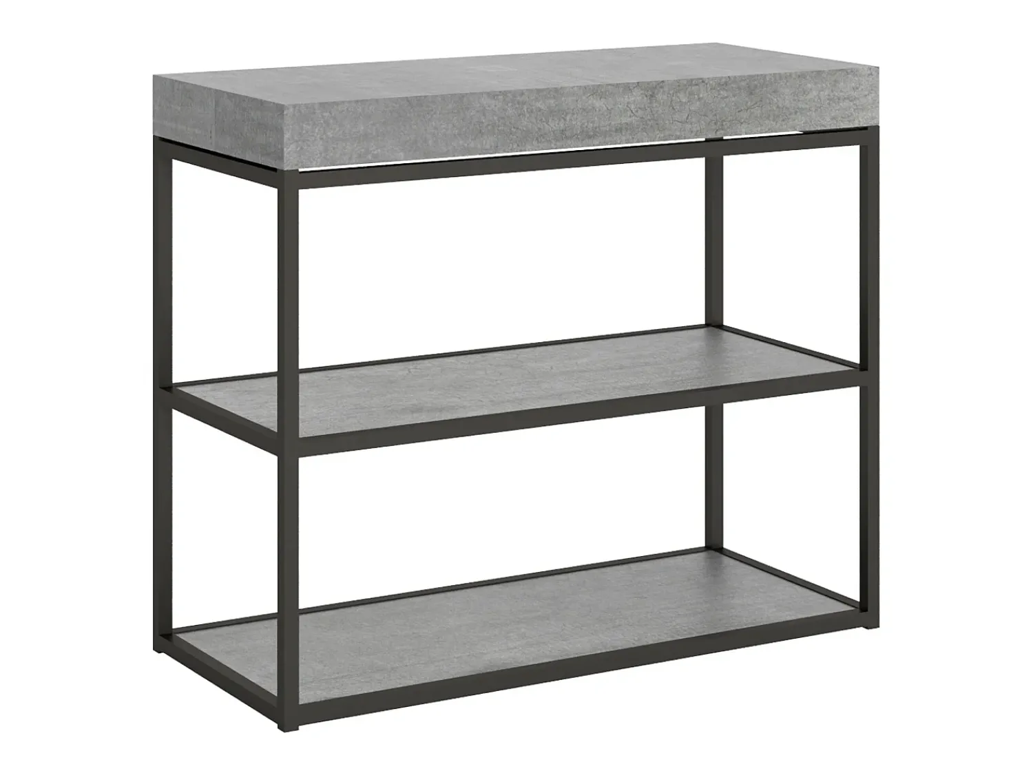 Consola|ITAMOBY Mesa consola extensível 90x40/300 cm Plano Cimento quadro Antracite Cinzento