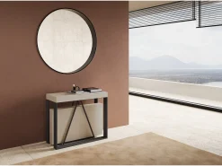 Consola*Ityhome Mesa consola extensível 90x40/196 cm Sketa Small caxemira quadro antracite Cinzento