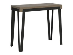 Outlet ITAMOBY Mesa consola extensível 90x40/196 cm Rio Small Tortora quadro Antracite Castanho