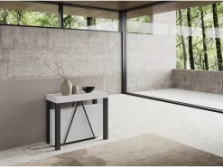 Consola*Ityhome Mesa consola extensível 90x40/300 cm Tiris cinza branca quadro antracite Branco