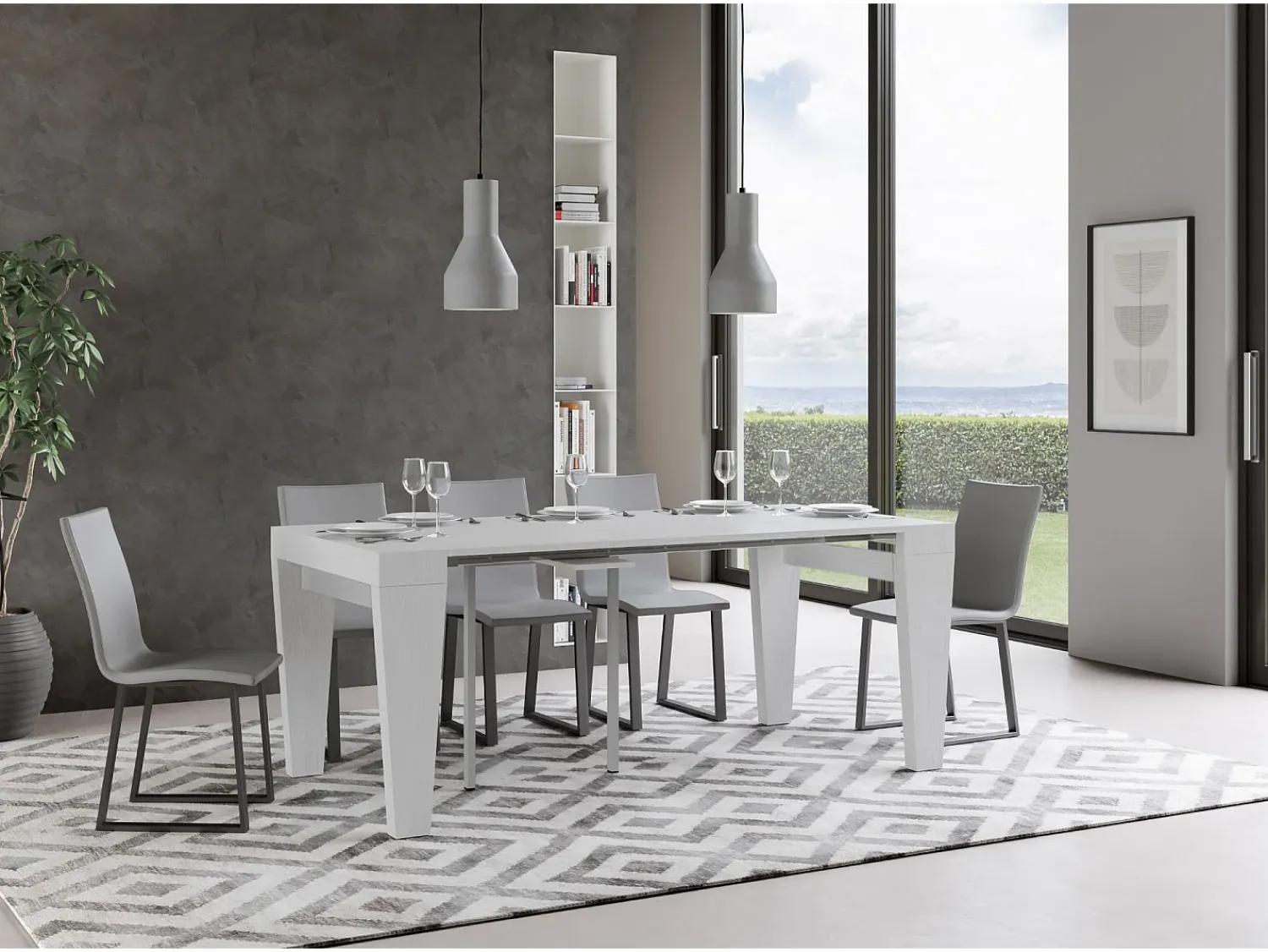ITAMOBY Mesa consola extensível 90x40/300 cm Spimbo Cinza Branca^ Consola