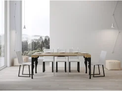 Discount ITAMOBY Mesa consola extensível 90x40/300 cm Paxon Carvalho Natural quadro Antracite Natural claro