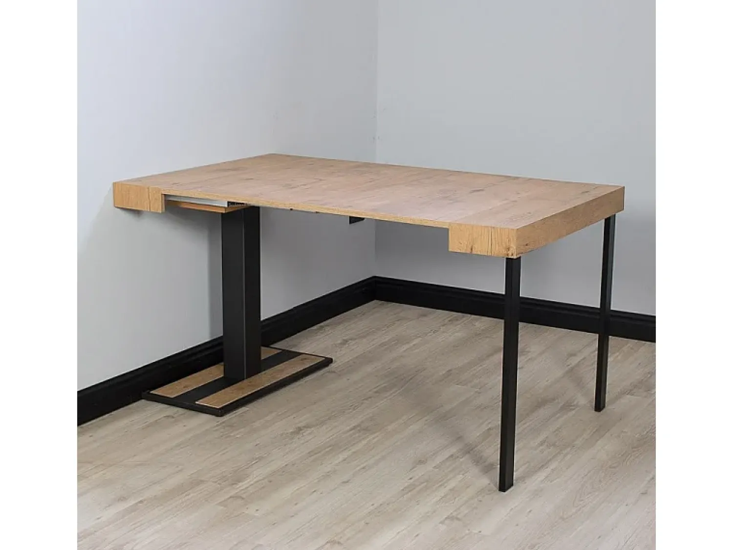 Consola|ITAMOBY Mesa consola extensível 90x40/196 cm Capital Small Carvalho Natural quadro Antracite Natural claro