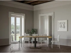 Consola|ITAMOBY Mesa consola extensível 90x40/196 cm Capital Small Carvalho Natural quadro Antracite Natural claro