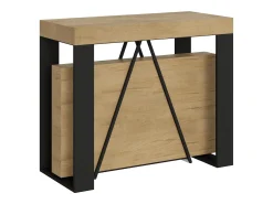 Consola|Ityhome Mesa consola extensível 90x40/196 cm Zamat Small carvalho natural quadro antracite Castanho