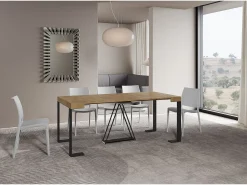 Consola|Ityhome Mesa consola extensível 90x40/196 cm Zamat Small carvalho natural quadro antracite Castanho