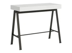 Consola|ITAMOBY Mesa consola extensível 90x40/300 cm Banco Cinza Branca quadro Antracite Branco