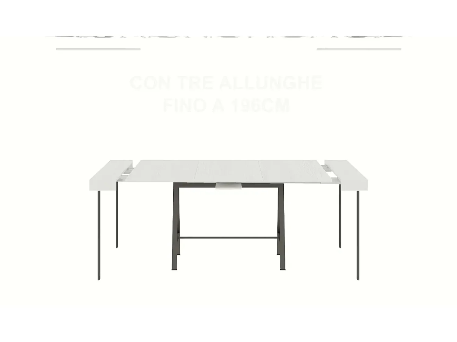 Consola|ITAMOBY Mesa consola extensível 90x40/300 cm Banco Cinza Branca quadro Antracite Branco