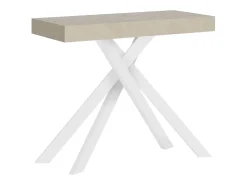 Consola*Ityhome Mesa consola extensível 90x40/196 cm Krack Small caxemira pernas brancas Cinzento