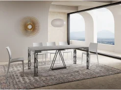 Ityhome Mesa consola extensível 90x40/300 cm Kerpa cimento quadro antracite^ Consola