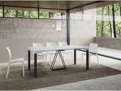 Consola*Ityhome Mesa consola extensível 90x40/196 cm Tiris Small cinza branca quadro antracite Branco