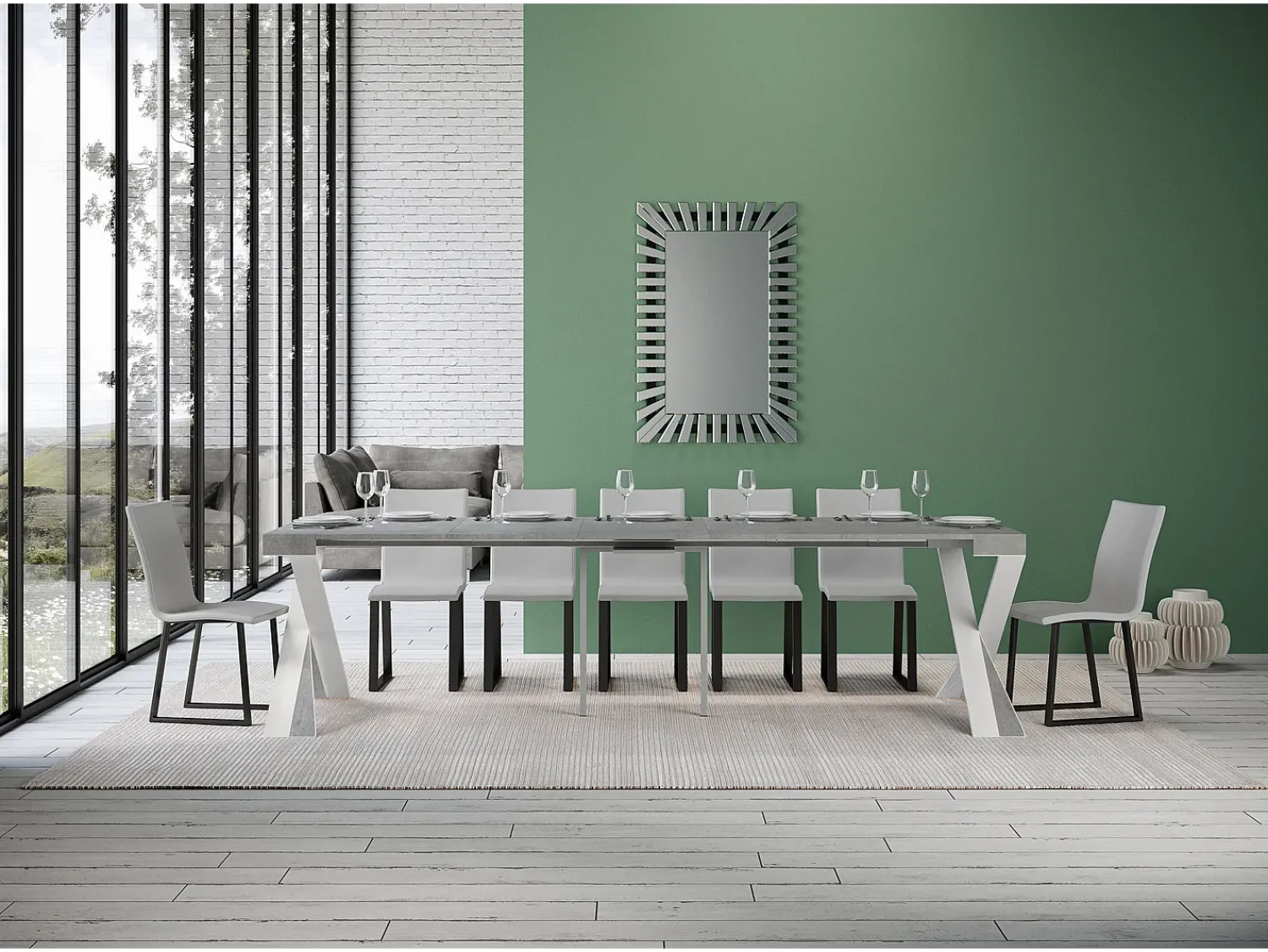 ITAMOBY Mesa consola extensível 90x40/300 cm Diago Cimento quadro Branco^ Consola