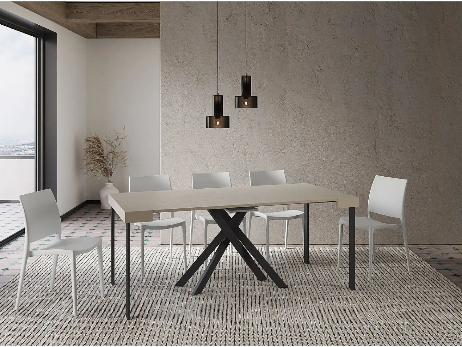 Ityhome Mesa consola extensível 90x40/196 cm Krack Small caxemira pernas antracite^ Consola