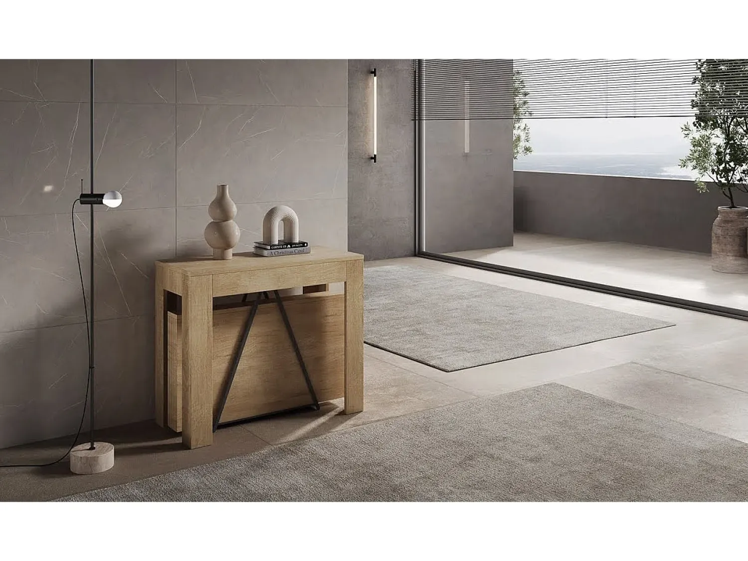 Consola|ITAMOBY Mesa consola extensível 90x42/198 cm Scicca Small Cimento Cinzento
