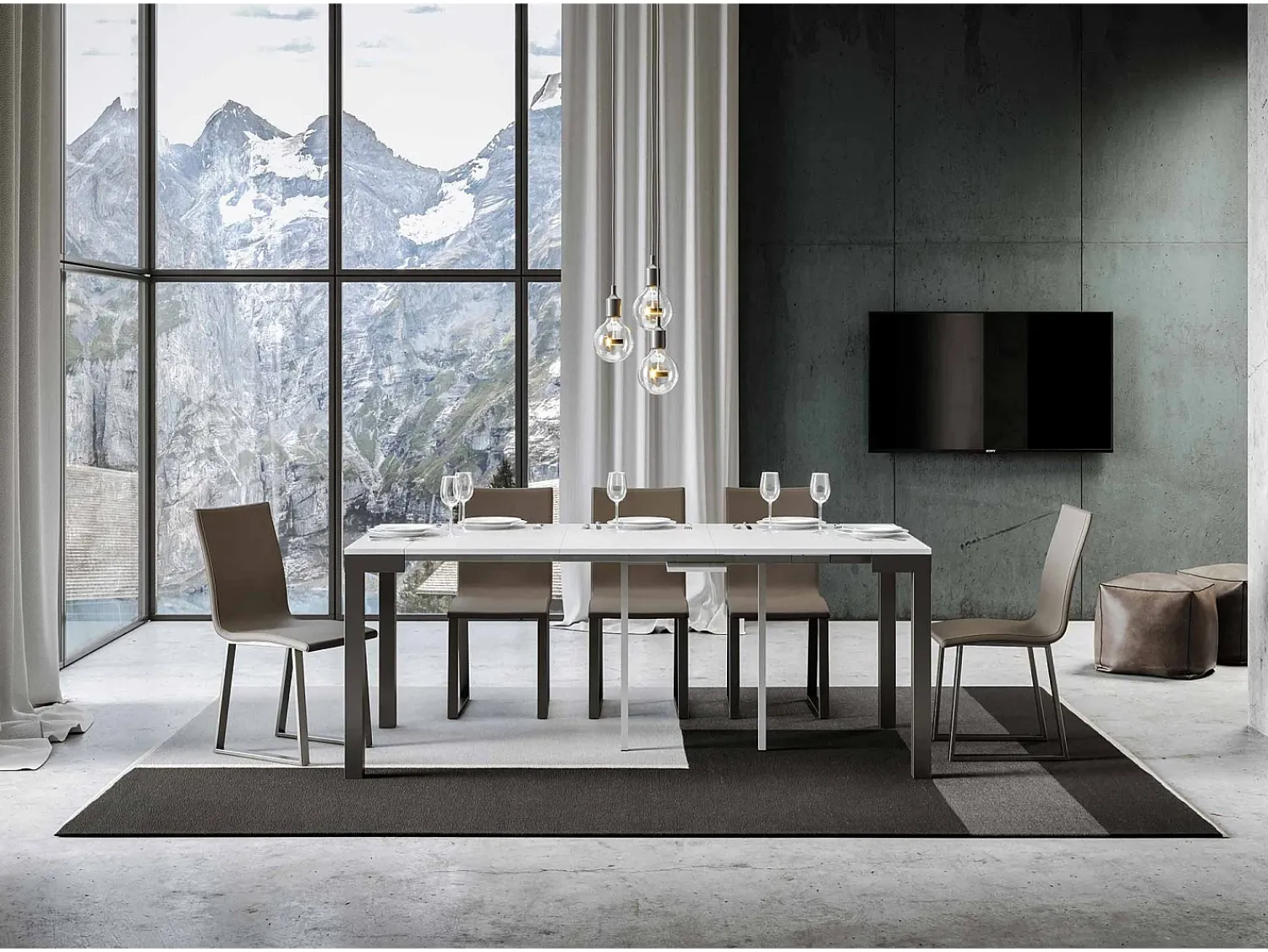 Consola|ITAMOBY Mesa consola extensível 90x40/196 cm Everyday Small Evolution Cinza Branca quadro Antracite Branco