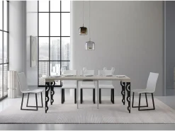 Consola*ITAMOBY Mesa consola extensível 90x40/196 cm Karamay Small Cachemira quadro Antracite Cinzento