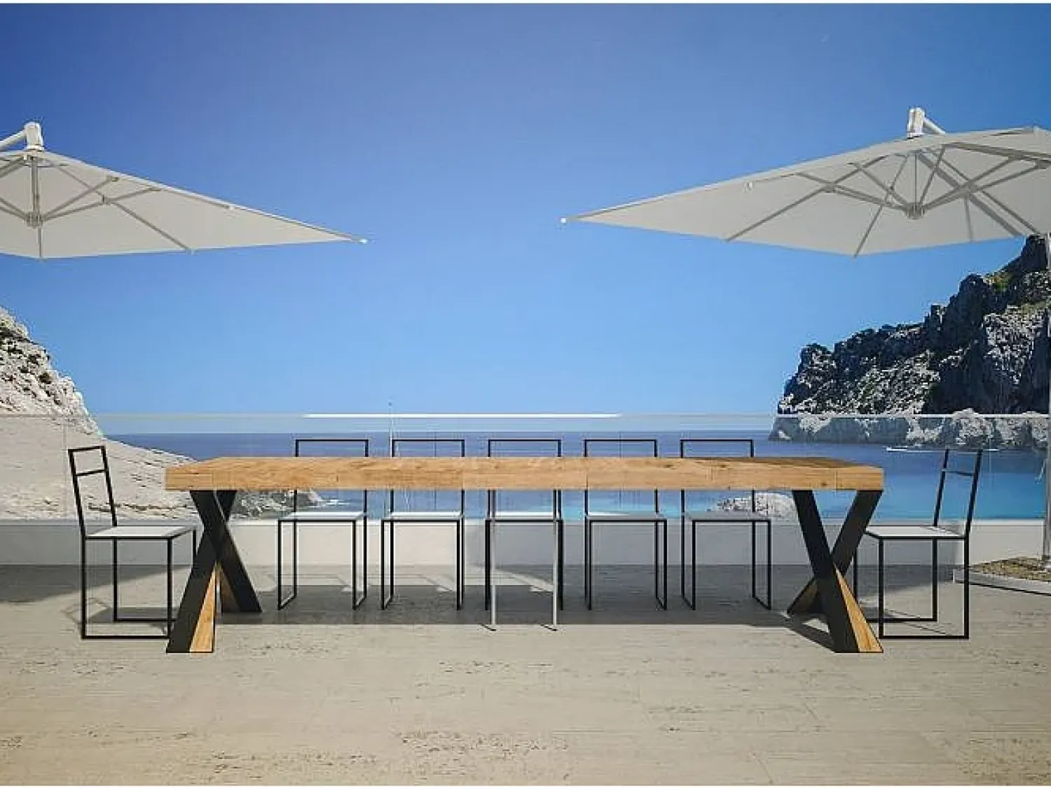 ITAMOBY Mesa consola extensível 90x40/290 cm Diago Premium Abeto tingido quadro Antracite^ Consola