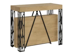 Consola|Ityhome Mesa consola extensível 90x40/300 cm Kerpa carvalho natural quadro antracite Castanho