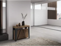 Consola*Ityhome Mesa consola extensível 90x40/300 cm Algo nogueira quadro antracite Castanho