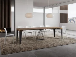 Consola*Ityhome Mesa consola extensível 90x40/300 cm Algo nogueira quadro antracite Castanho