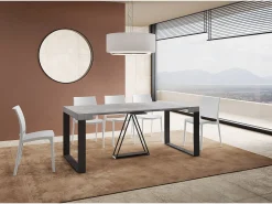 Consola|Ityhome Mesa consola extensível 90x40/196 cm Sketa Small cimento quadro antracite Cinzento