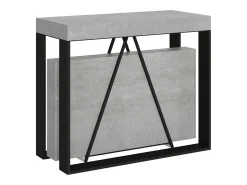 Consola|Ityhome Mesa consola extensível 90x40/196 cm Sketa Small cimento quadro antracite Cinzento