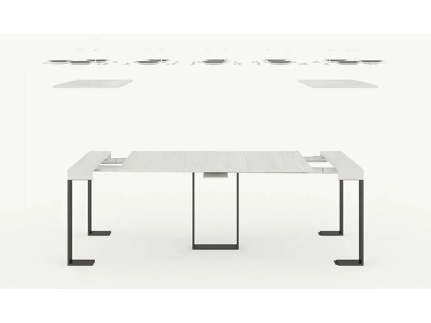 Consola*ITAMOBY Mesa consola extensível 90x40/300 cm Sintesi Cimento quadro Antracite Cinzento