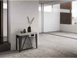 Ityhome Mesa consola extensível 90x40/300 cm Algo cimento quadro antracite^ Consola