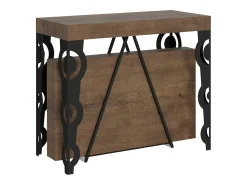 Consola|Ityhome Mesa consola extensível 90x40/196 cm Aceres Small nogueira quadro antracite Castanho