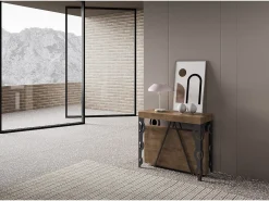 Consola|Ityhome Mesa consola extensível 90x40/196 cm Aceres Small nogueira quadro antracite Castanho