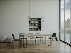 Hot ITAMOBY Mesa consola extensível 90x40/196 cm Tecno Small Premium Carvalho Natural quadro Antracite Natural claro