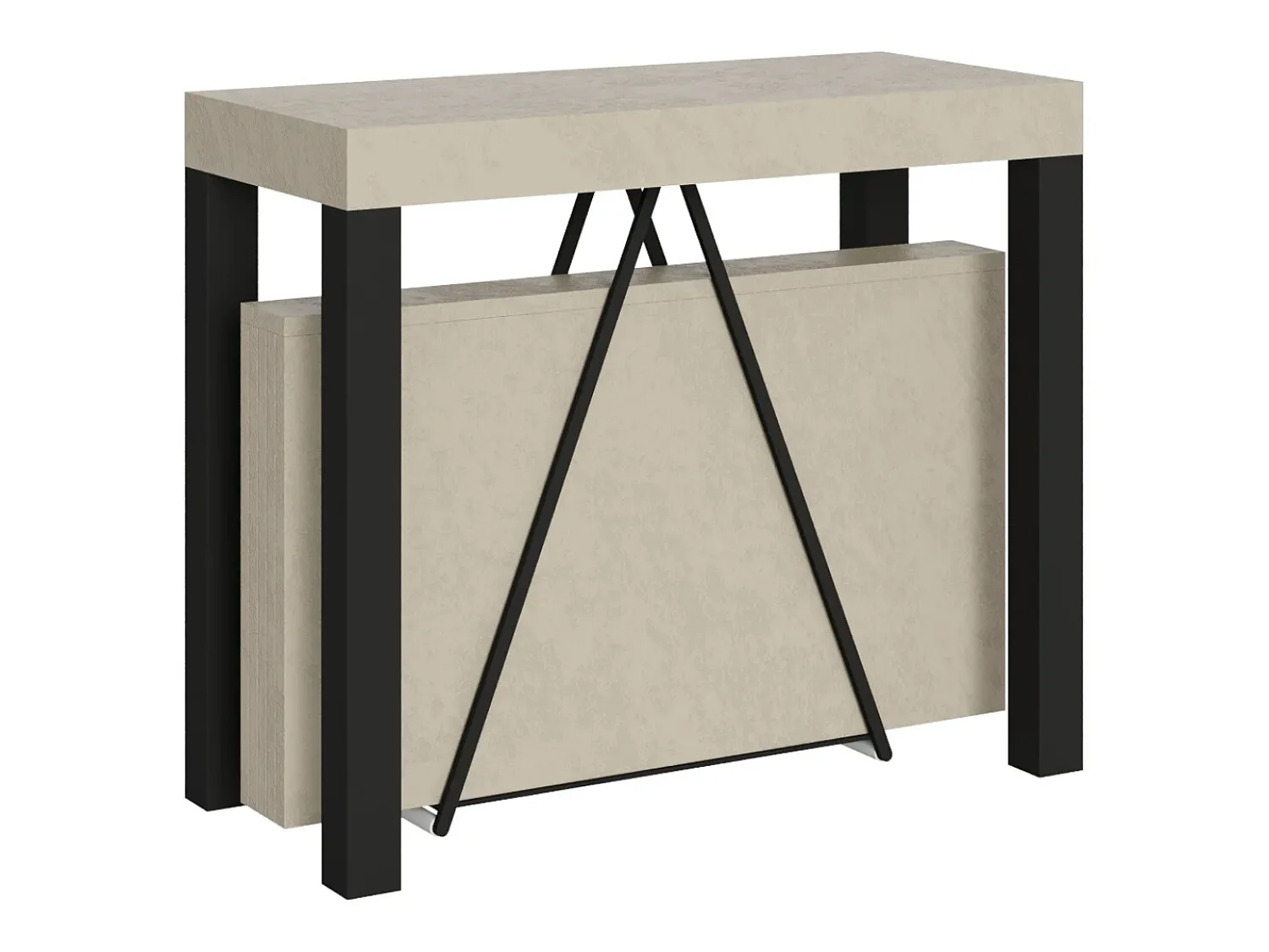 Consola*Ityhome Mesa consola extensível 90x40/300 cm Tiris caxemira quadro antracite Cinzento