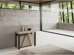 Consola*Ityhome Mesa consola extensível 90x40/300 cm Tiris caxemira quadro antracite Cinzento